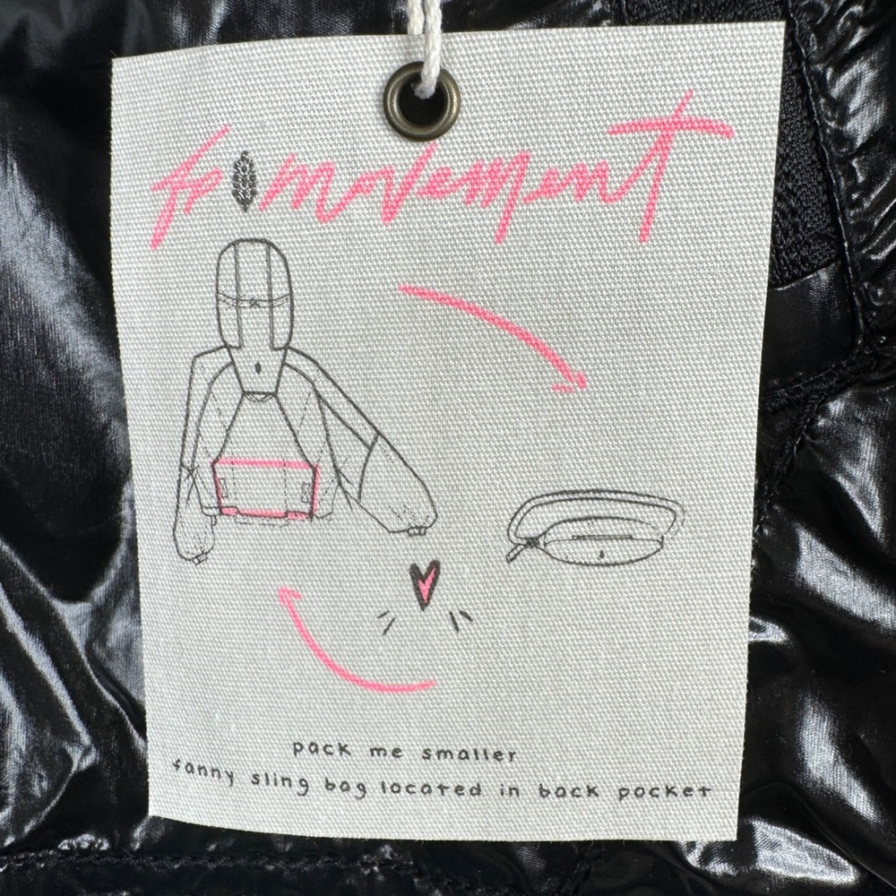 FREE PEOPLE FP Movement NEW Dew Drop Packable Rain Jacket NEW Size M Shiny Black - Picture 13 of 16